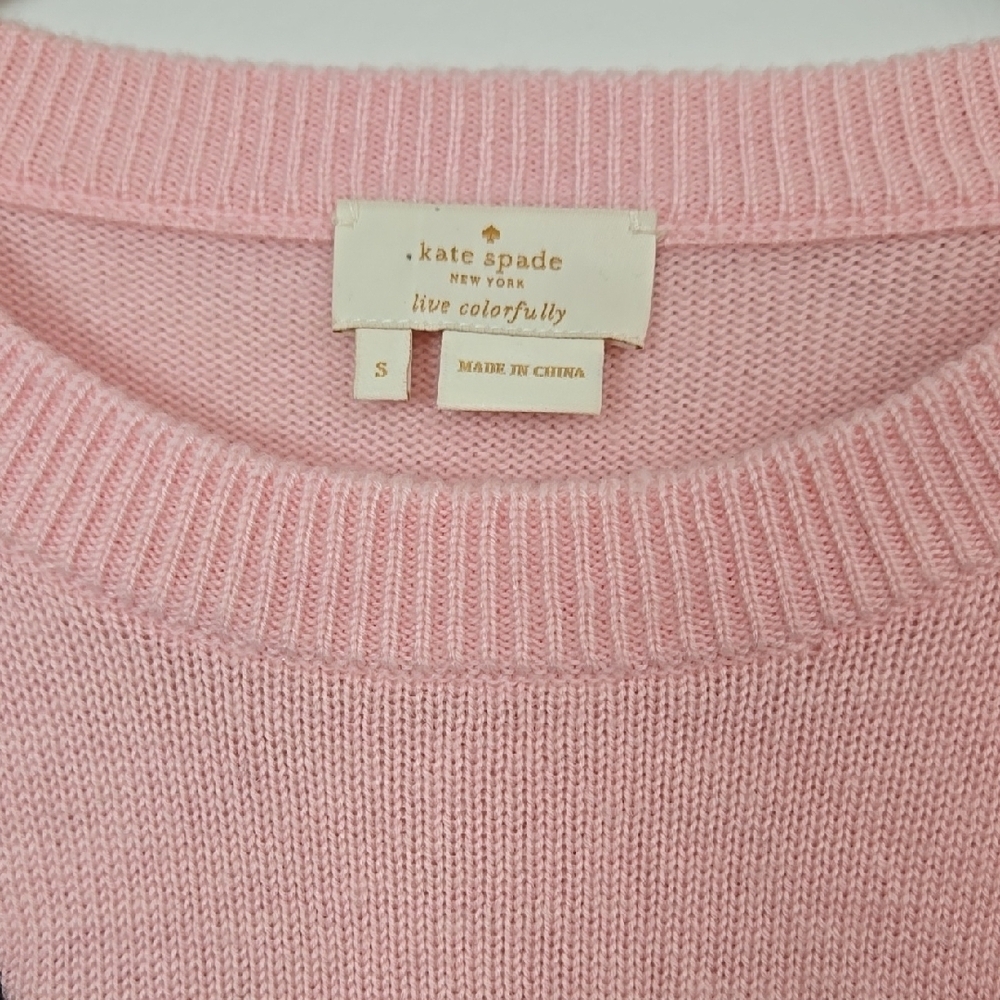 Kate Spade Women's Pink Wink Wool Blend Crew Neck Sweater, Small - Picture 2 of 10